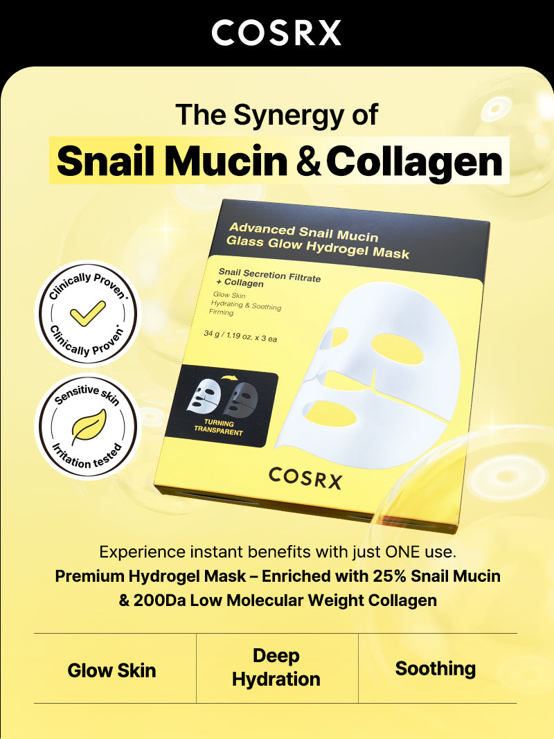 Advanced Snail Mucin Glass Glow Hydrogel Mask_3ea - Image 3